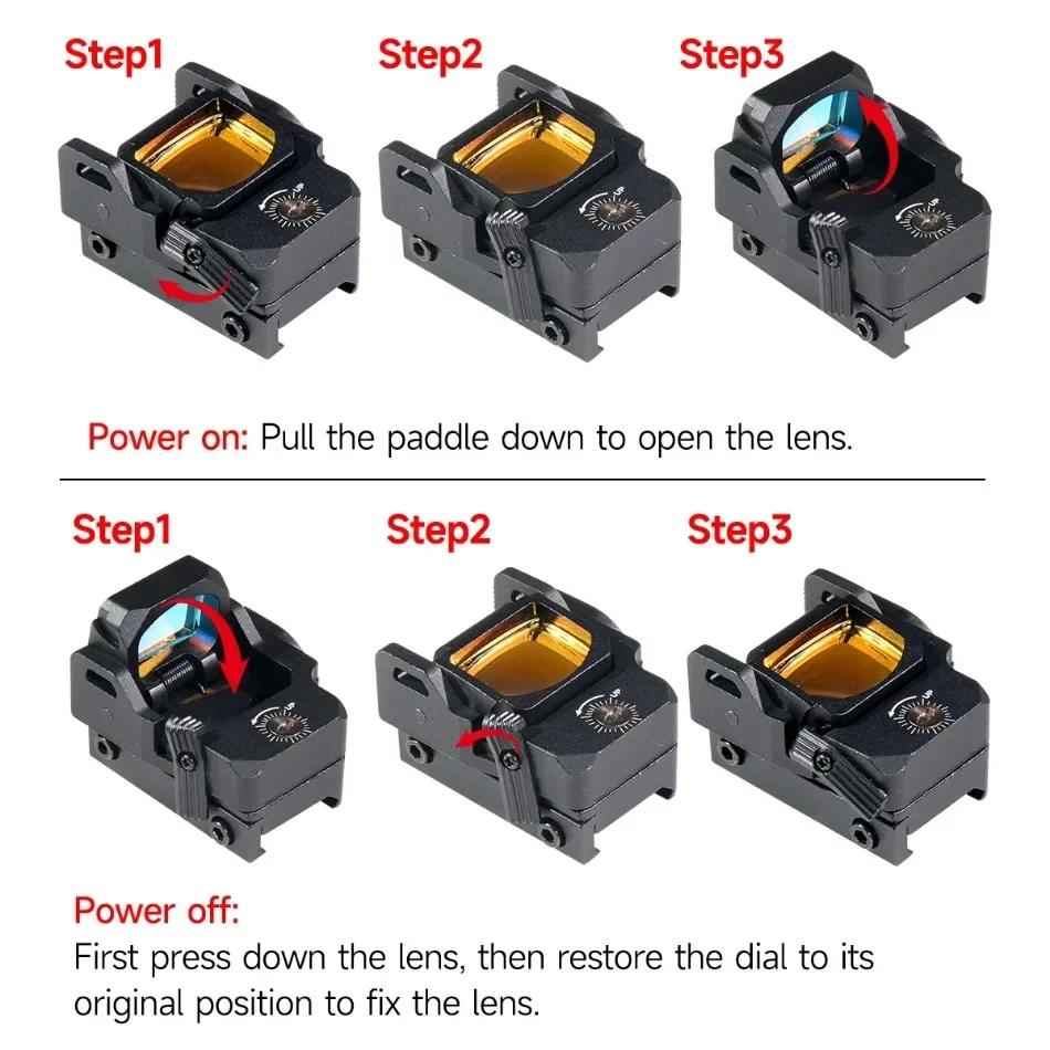 Mira de punto rojo abatible hacia arriba táctica profesional, colimador reflejo óptico 3MOA con Base de montaje MOS para Rifle, pistola de caza, mira de tiro - imagen 5