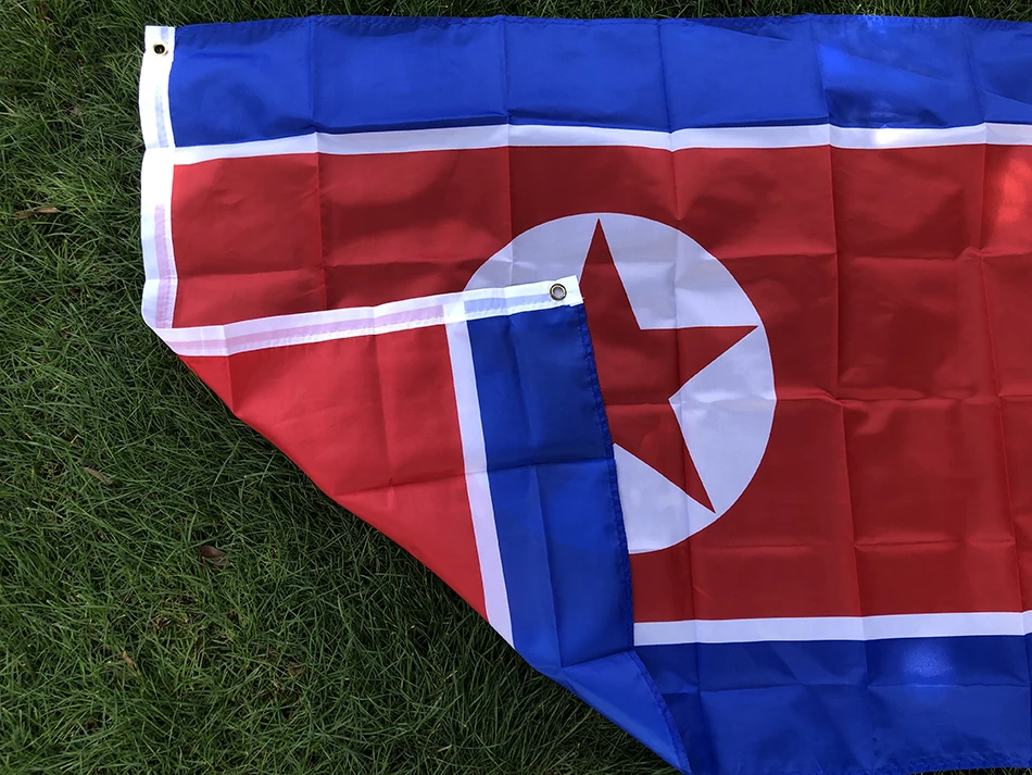 BANDERA DE SKY Bandera del país de Corea del Norte 90X150 cm poliéster de alta calidad colgante PRK KP NK bandera de Corea del Norte decoración del hogar - imagen 4