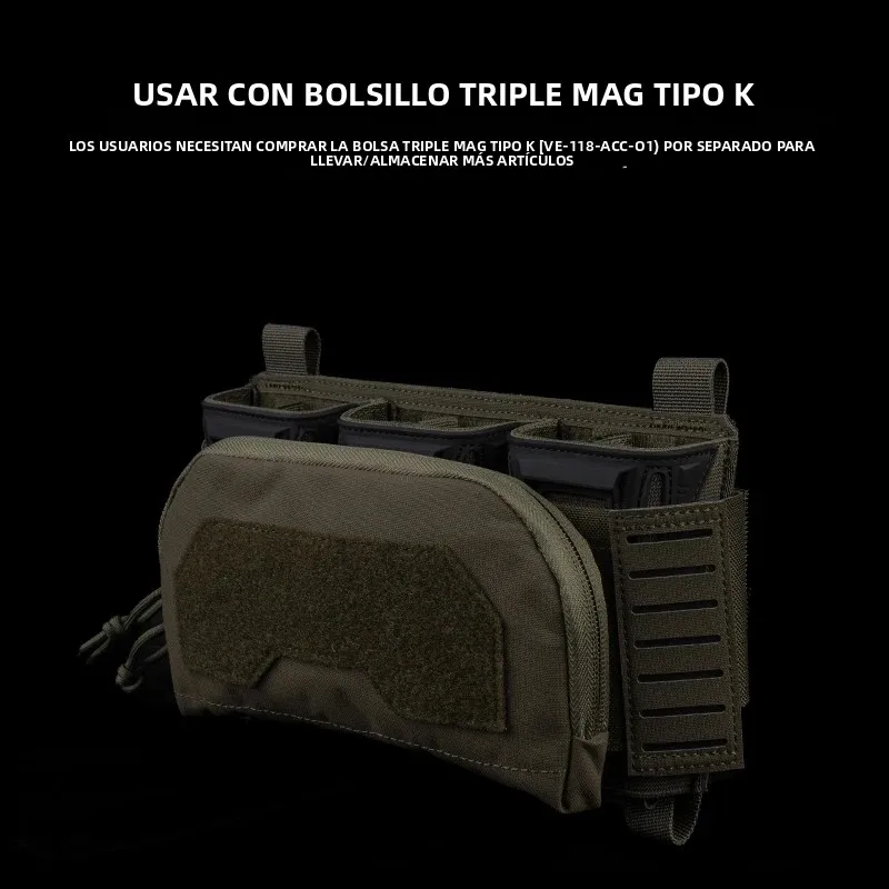 Placa táctica estilo Agilit, bolsa administradora de 2a capa para bolsa Triple Mag de calibre múltiple, chaleco compacto frontal, accesorio portador de placa - imagen 2