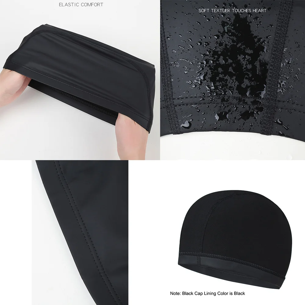 Gorro de baño unisex impermeable de PU: para hombres/mujeres adultos (talla grande), protección auditiva para deportes acuáticos, se adapta a cabello largo - imagen 3