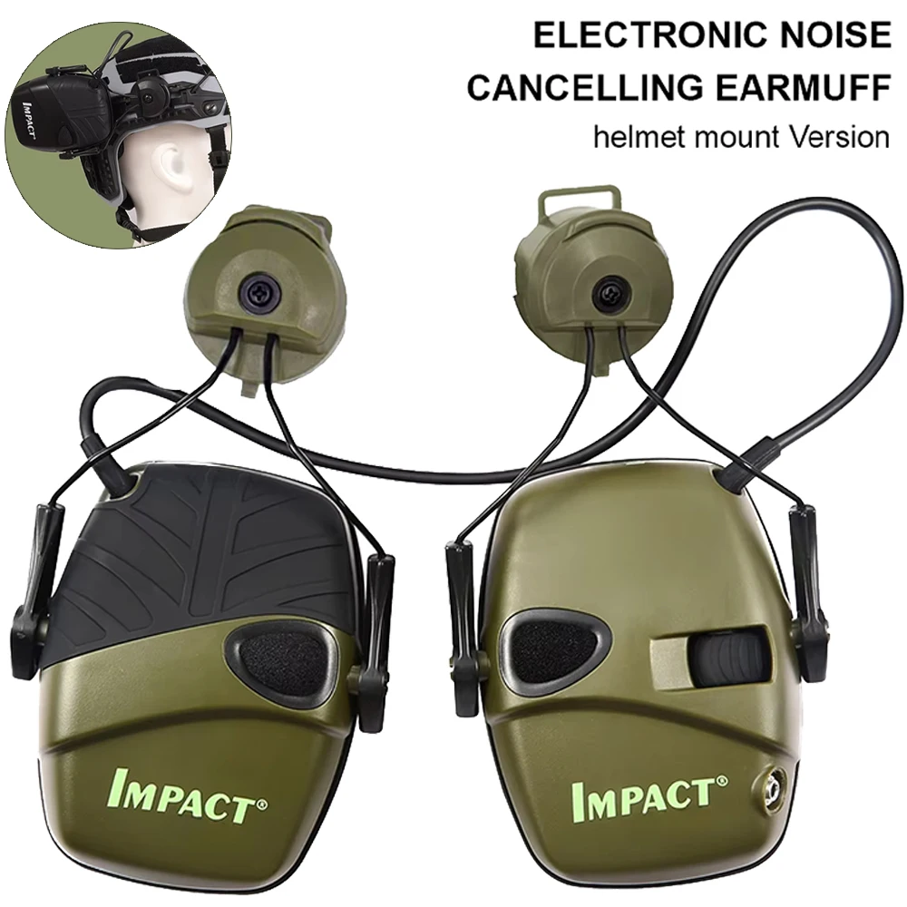Casco de caza deportivo, orejeras electrónicas, adaptador de pista para casco, soporte táctico para auriculares, reducción de ruido