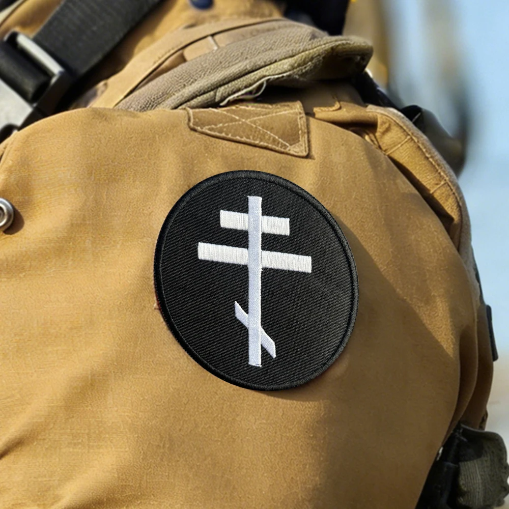 Parche táctico de Cruz ortodoxa rusa para ropa, insignia de moral, parche bordado con gancho y bucle, brazalete militar, mochila, pegatinas para sombrero