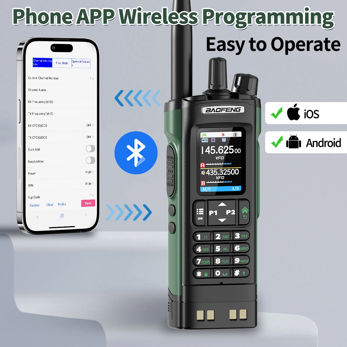BAOFENG UV-32 walkie talkie radioaficionado con GPS y Bluetooth - imagen 4
