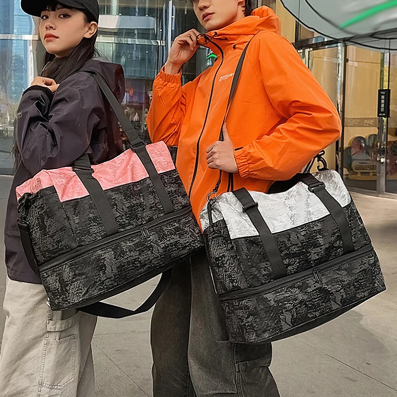 Bolsa de Yoga para gimnasio para mujer, bolsas de lona deportivas húmedas y secas con paquete de zapatos, para senderismo al aire libre, Camping, bolso grande de mano para natación - imagen 3