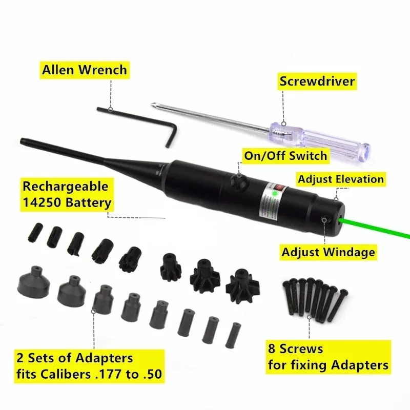 Kit de puntero láser rojo táctico para puntero láser de calibre.177 a.50, colimador, puntero de orificio Universal