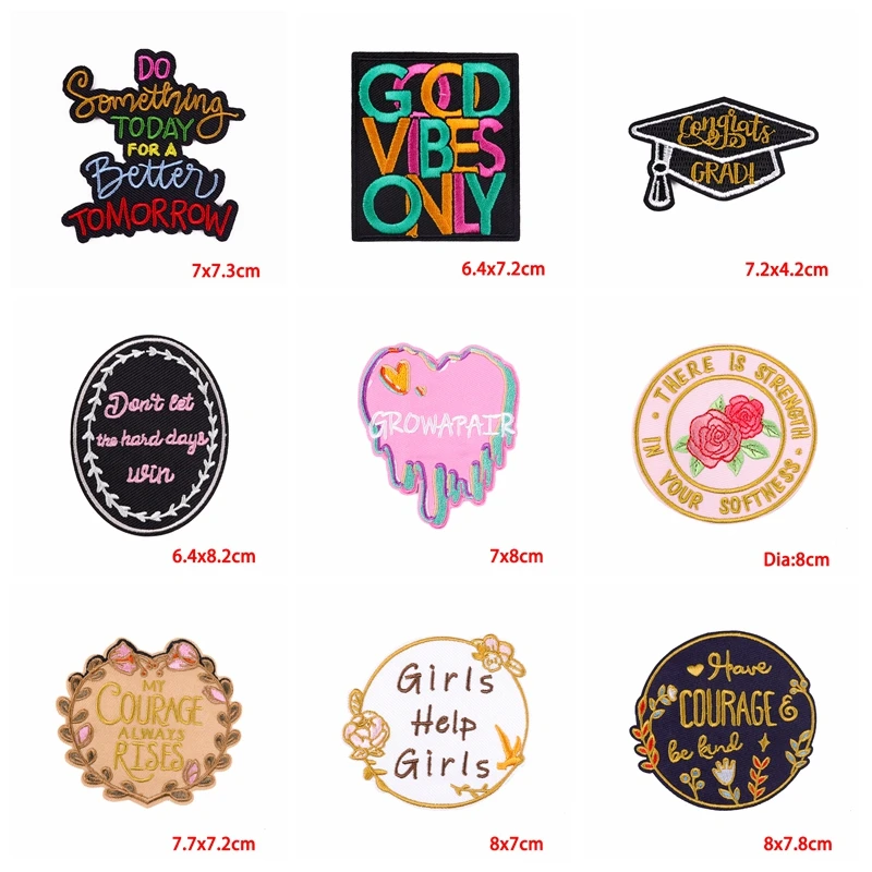 Parches bordados de dibujos animados para ropa, pegatinas para coser letras, DIY, 10 unids/lote - imagen 5