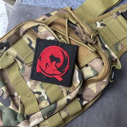 Parche bordado "Red Fox" para ropa, insignia de moral táctica, gancho, parches de animales, pegatinas para mochila, brazalete
