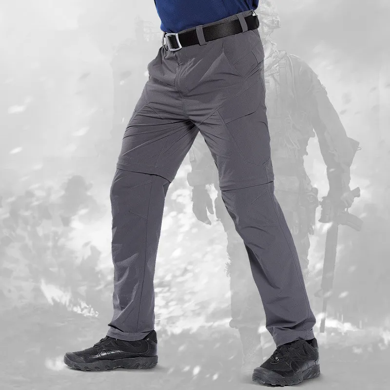 Pantalones deportivos de secado rápido para hombre, pantalones de dos secciones extraíbles, finos, transpirables, elásticos, para senderismo - imagen 3