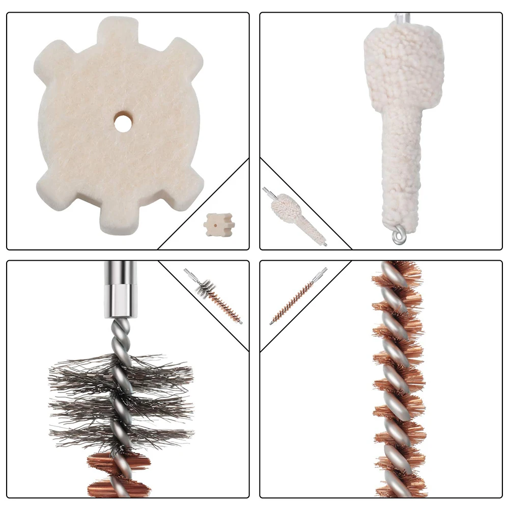 8 unids/set táctico bronce acero inoxidable fregona cepillo de orificio almohadilla de limpieza de cámara para escopeta Rifle hilo 8-32 para.30/.308/.223cal - imagen 2