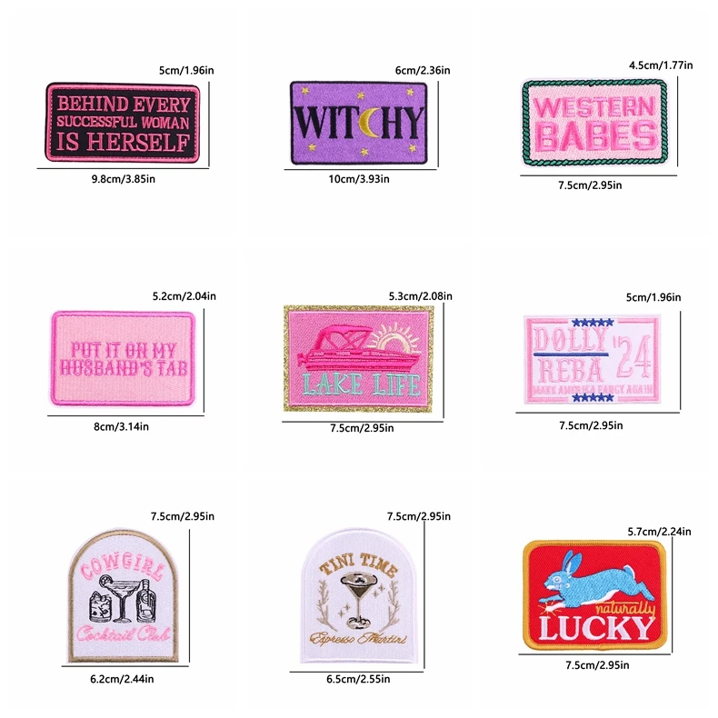 10 Uds. De parches bordados de vaquera rosa occidental para ropa, parches para planchar con letras de dibujos animados DIY para ropa, parche para coser - imagen 5