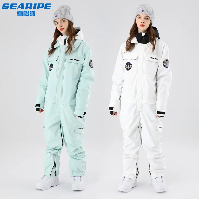 SEARIPE-traje de esquí de una pieza para hombre y mujer, traje impermeable a prueba de viento, transpirable, tabla única, pantalones de esquí de doble tabla, chaquetas y pantalones - imagen 4