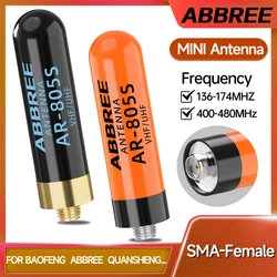 ABBREE AR-805S Mini antena Walkie Talkie corta SMA-hembra de doble banda de alta ganancia para Baofeng BF-888S UV-5R UV-21 PRO Ham Radio