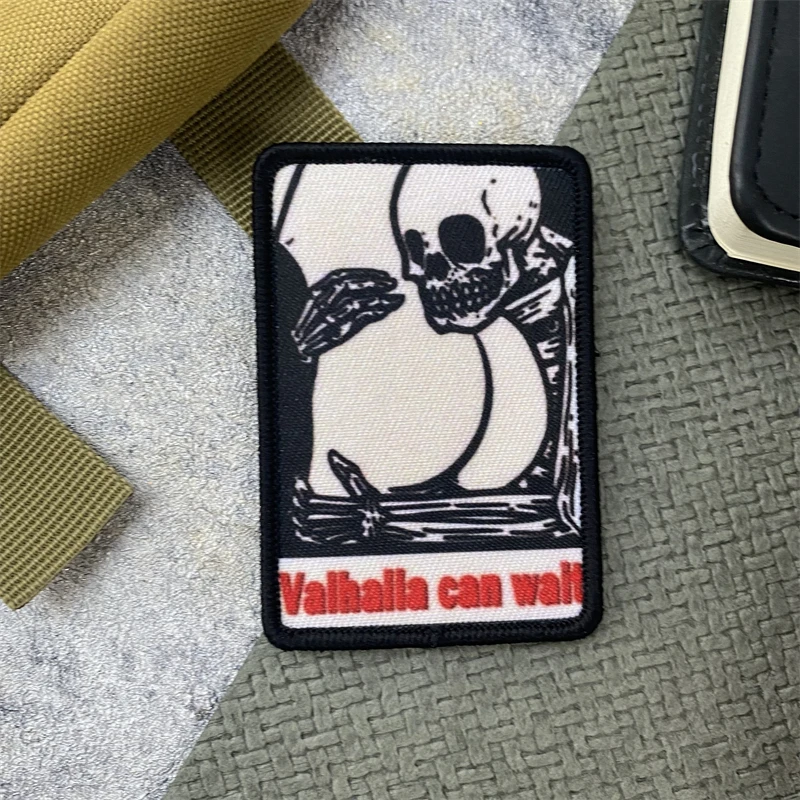Valhalla puede esperar insignia de moral táctica parche calavera sosteniendo muslo brazalete militar gancho y bucle ropa mochila pegatinas - imagen 5