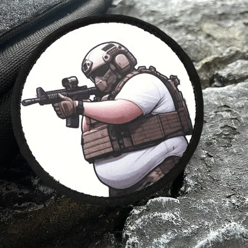 Parche de soldado gordo, brazalete militar, insignia de moral del ejército, puntería y disparar, parches de gancho y bucle impresos, mochila táctica, pegatinas para ropa - imagen 4