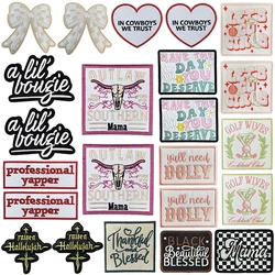 10 unids/set Outlaw Mama letras parches para planchar para ropa parches bordados de estilo occidental en camiseta insignia con apliques de personalidad