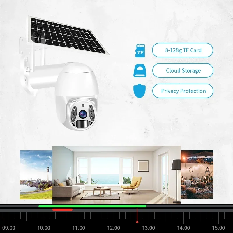 Cámara Solar Q6 Tuya con WIFI, Monitor de luz LED, impermeable, HD, 2MP, 360 °, protección de vigilancia, detección de movimiento, PIR - imagen 5