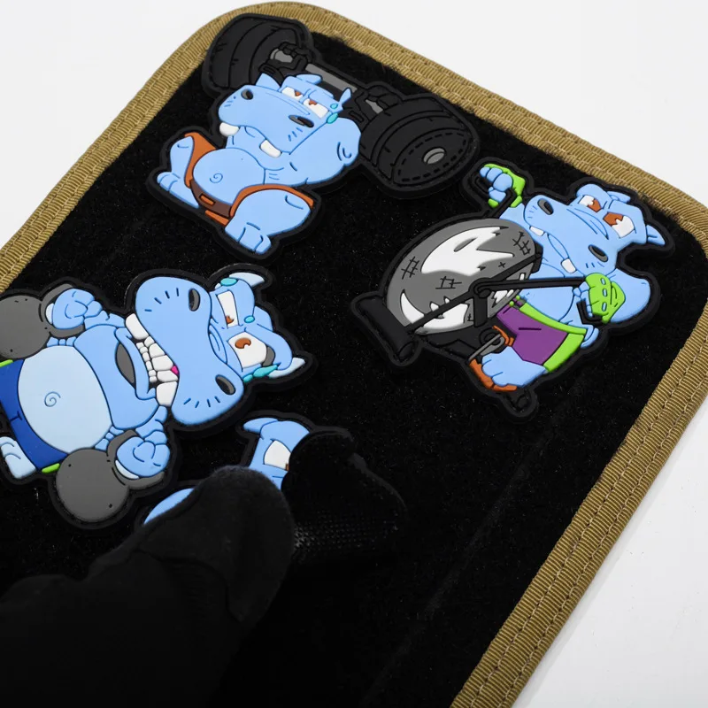 Parche de gato de PVC en la ropa, insignia de moral, Fitness, Escuadrón de hipopótamo, parches tácticos militares, equipo al aire libre, pegatinas de gancho y bucle - imagen 3