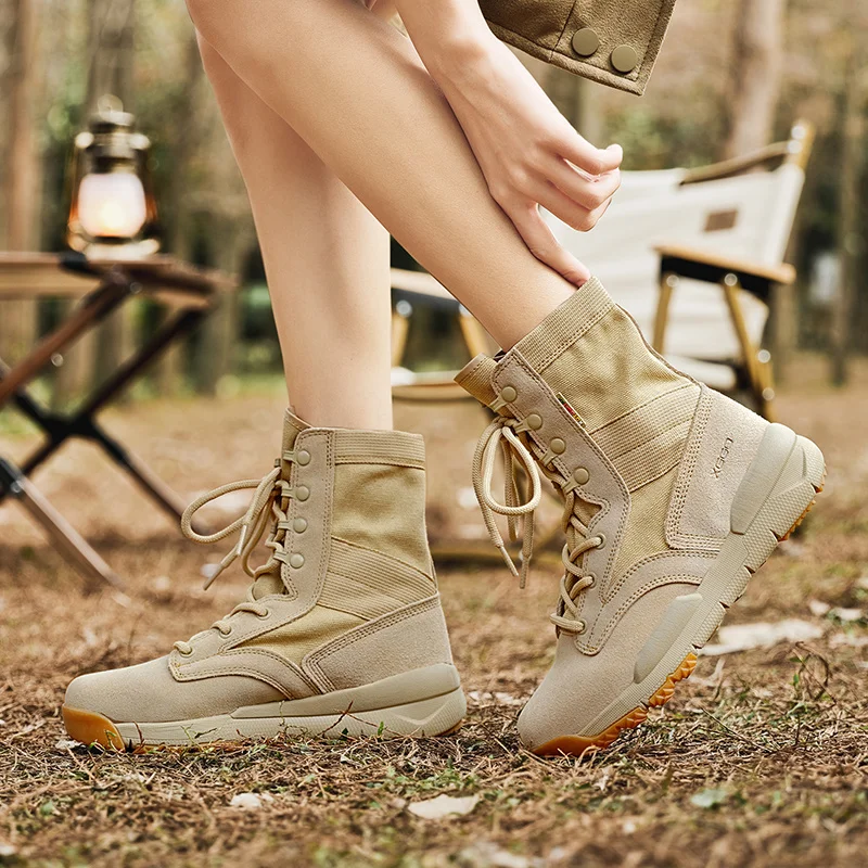 Botas de senderismo XIANG GUAN, zapatos de caza impermeables para hombre, zapatos tácticos, zapatillas tobilleras para mujer en el desierto, botas de trekking de cuero - imagen 5