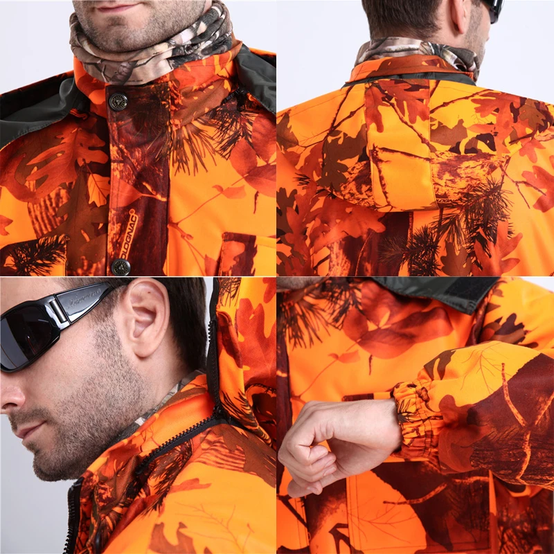 Traje de Safari de camuflaje biónico para exteriores, conjunto de ropa de observación de aves naranja impermeable de gran tamaño, traje Ghillie de caza 4XL A2F121 - imagen 5