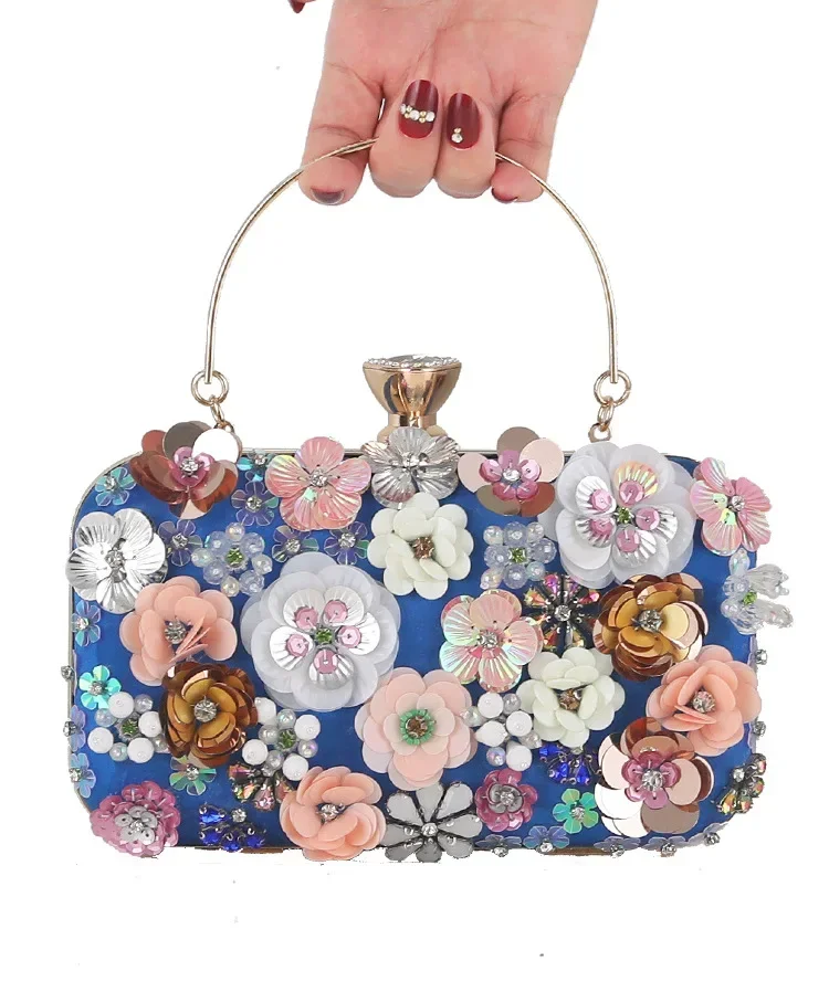 Lawaia-Bolso de mano con diseño de flores para mujer, bolsa de noche con correa de cadena, a la moda, para banquete, novedad - imagen 5