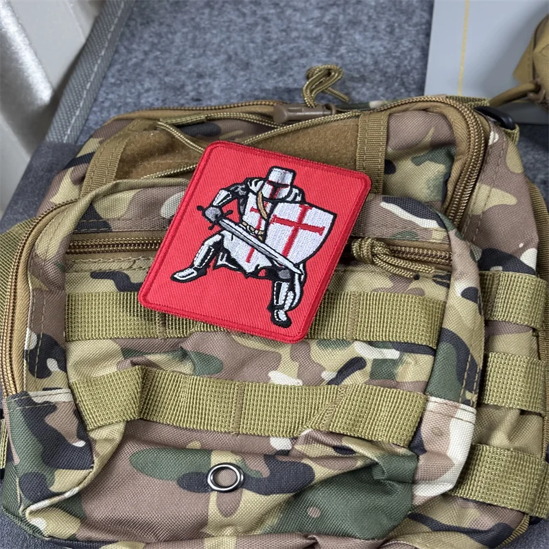 Parche bordado militar táctico "Crusader Knight", insignias de moral con gancho, parches para ropa, pegatinas para mochila