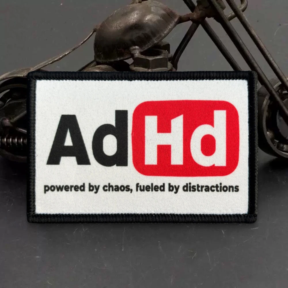 Parches tácticos "ADHD", divertidos estampados de UAV, cierre de gancho y bucle, insignia de moral militar, brazalete, pegatinas para mochila - imagen 5