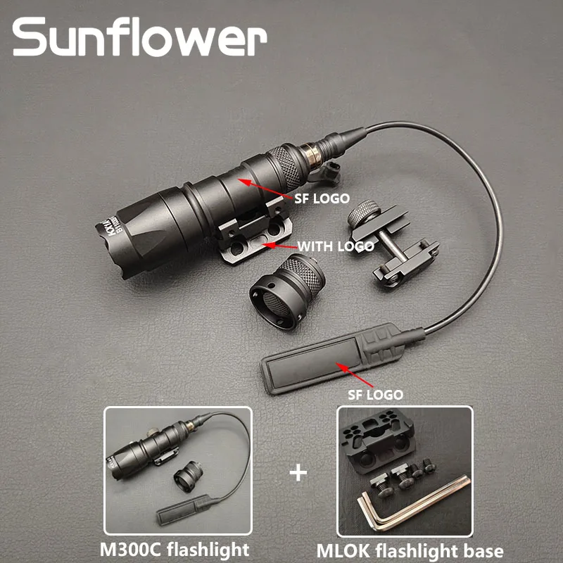 SF M300 M600 Mini luz de explorador SF M300B M300C Airsoft Rifle armas linterna caza antorcha interruptor de presión Mlok Picatinny - imagen 5