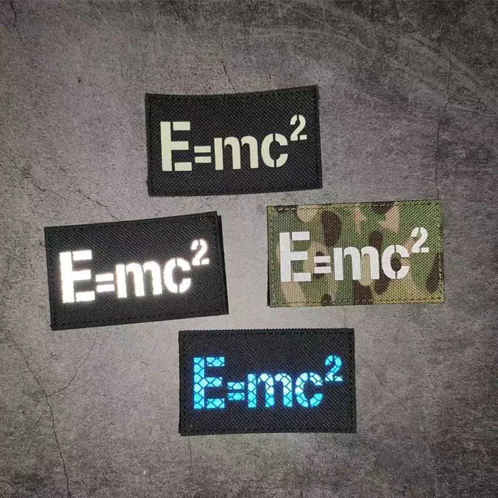 E = mc ²-insignia de moral de ecualización de energía de masa, parche reflectante Klett, brazalete táctico, equipo al aire libre, pegatinas de decoración de mochila - imagen 2