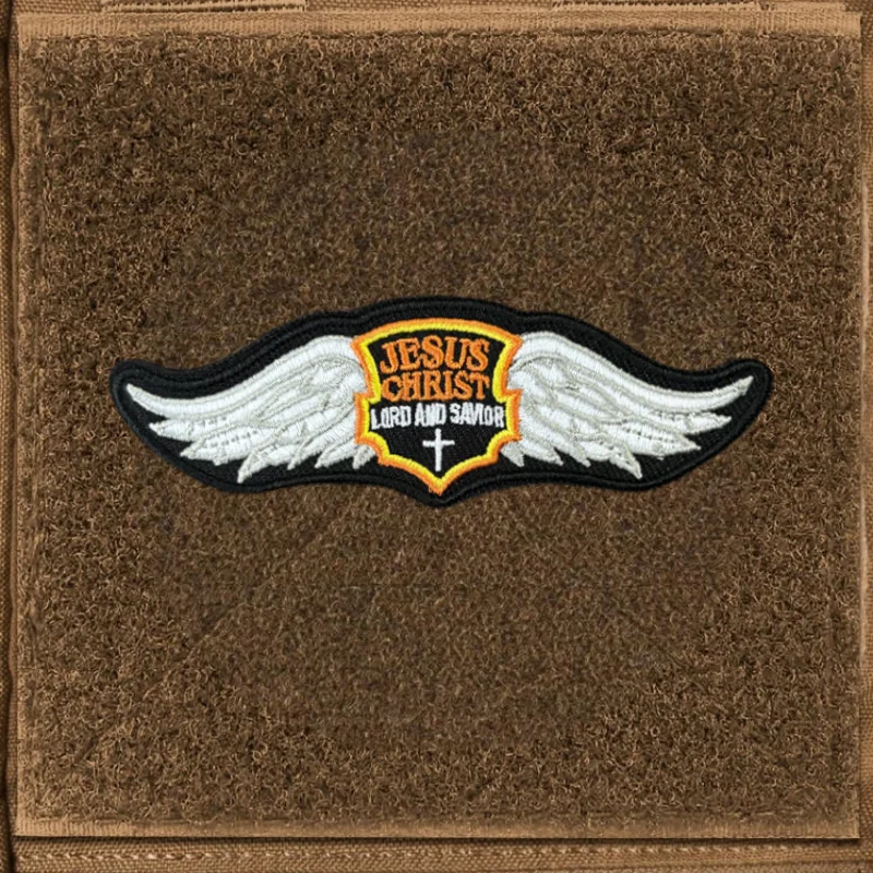 Parche bordado de alas de Jesús, Dios cristiano, chaleco táctico, insignia de moral con gancho y bucle, pegatinas para mochila, parches para brazalete para ropa - imagen 5