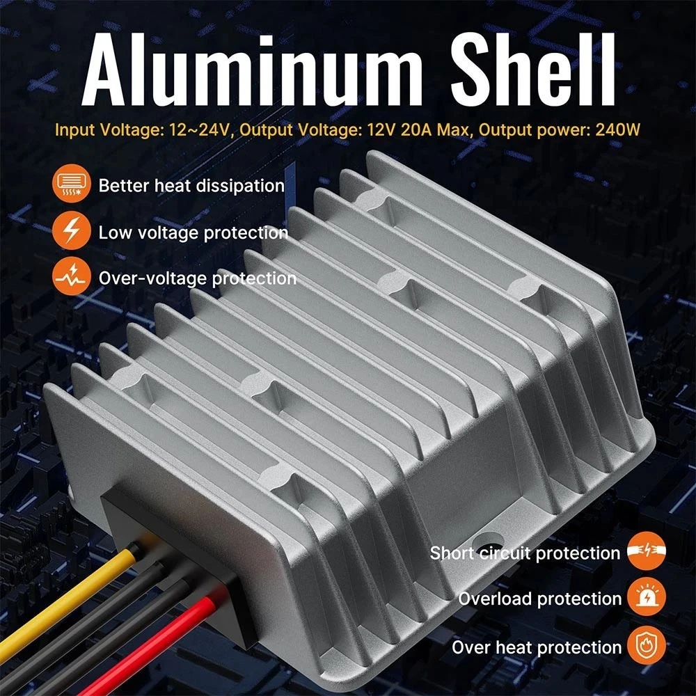 Convertidor reductor de 18V a 12V para adaptador de batería de rueda eléctrica Milwaukee M18 DC 12V 20A 240W inversor convertidor Buck automático - imagen 4