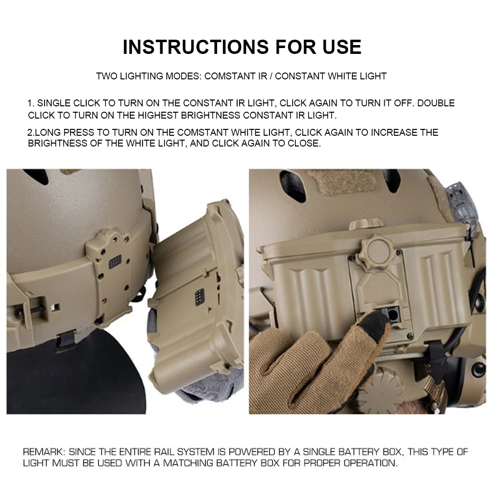 Luz para casco táctico, Compatible con riel de arco Modular, modo blanco/IR, para exteriores, caza, Camping, supervivencia, lámpara para casco Airsoft de emergencia - imagen 5