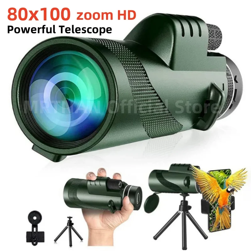 Telescopio portátil HD plegable de larga distancia, Mini telescopio potente de 80x100 para caza, deportes, Camping al aire libre, Viajes - imagen 3