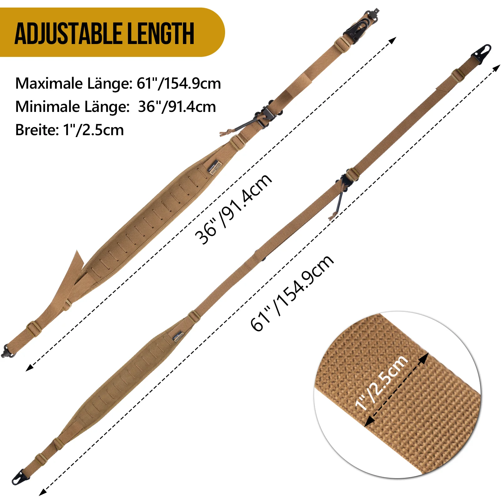 ONETIGRIS-eslinga para Rifle táctico, correa Modular extraíble de 2 puntos/1 punto, 2,25 ", accesorios para Rifle acolchado - imagen 2