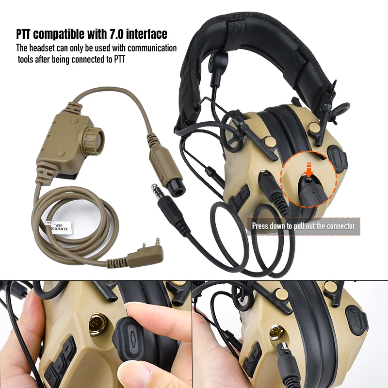 Cascos tácticos Defender con reducción de ruido y PTT Kenwood - imagen 3