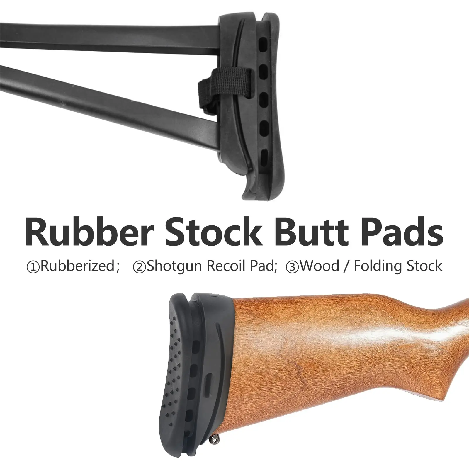 AQzxdc Almohadilla de retroceso sin cordones, almohadilla de retroceso antideslizante de goma Cojín trasero a prueba de golpes, almohadilla amortiguadora reductora de retroceso táctico - imagen 5