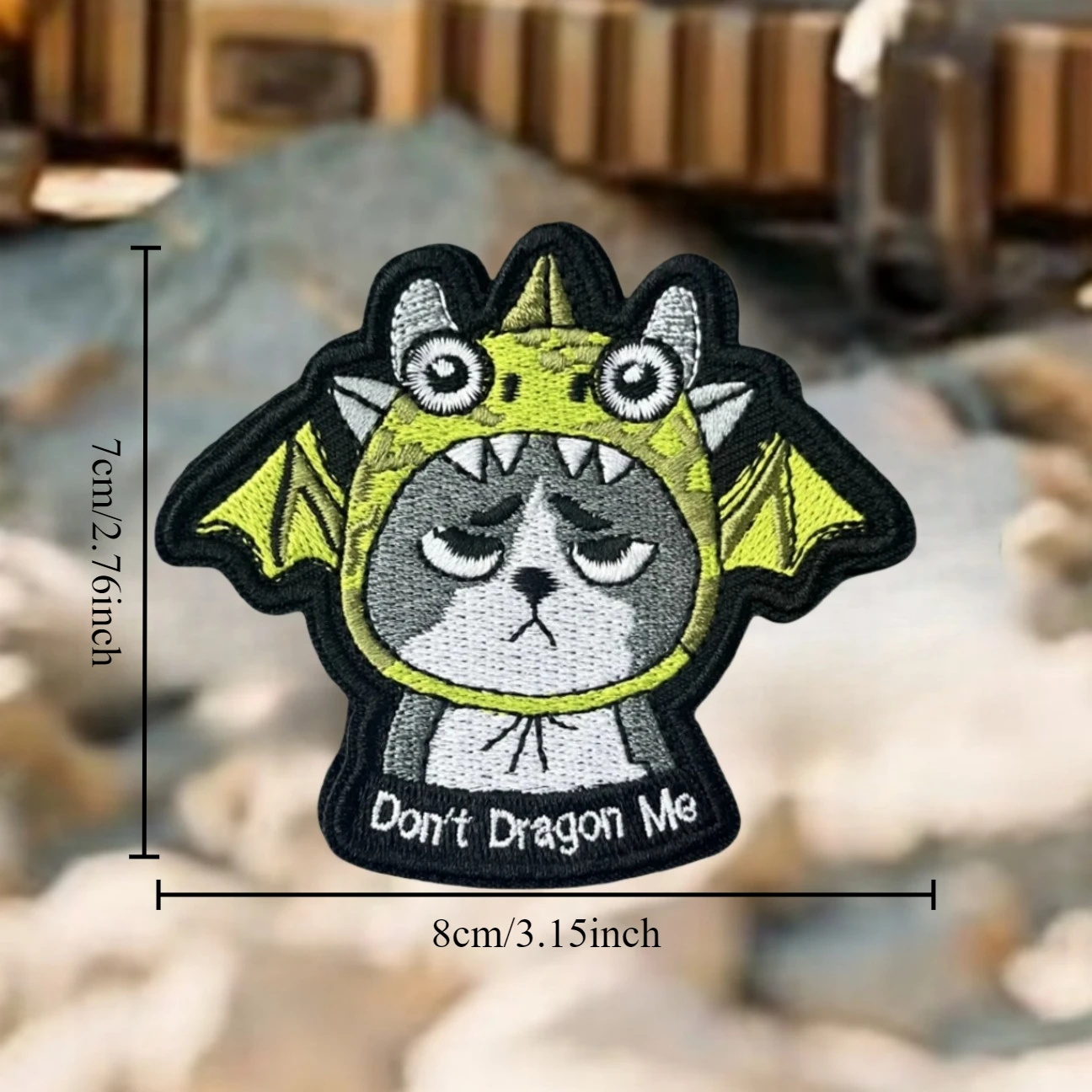 Parches bordados con insignia de moral de gato divertido "Don't Dragon Me", para ropa, apliques militares tácticos, pegatinas para mochila con gancho - imagen 2