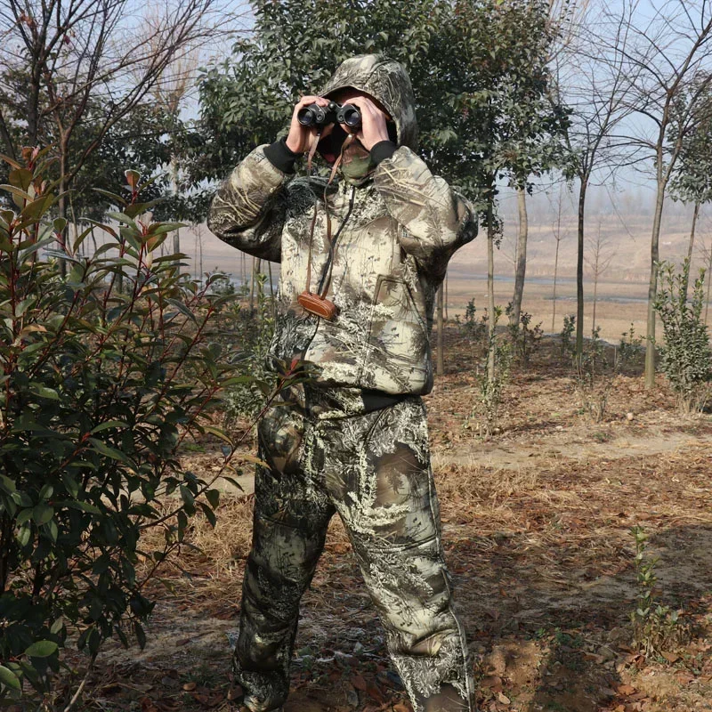 Invierno grueso forro polar camuflaje biónico caza al aire libre táctico senderismo ropa Ghillie traje chaqueta pantalones - imagen 5