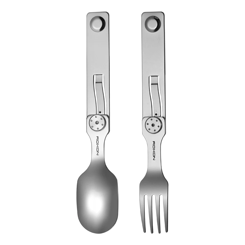 Vajilla plegable multiusos para exteriores, equipo portátil de acero inoxidable para acampar, serie Spork Spoon - imagen 3