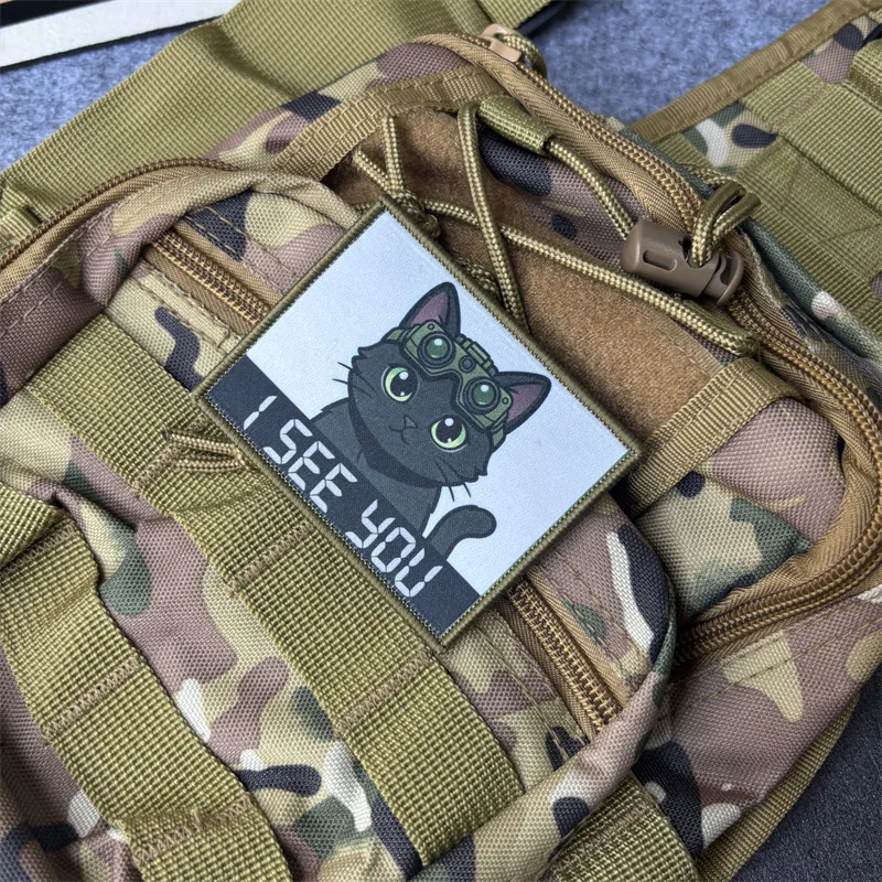 Parche táctico gato SEE YOU con velcro para mochila y brazalete