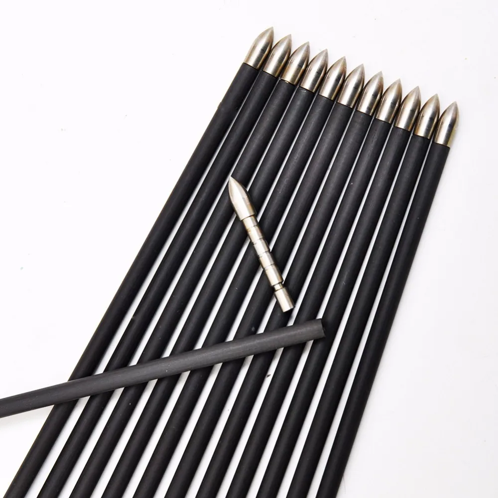 Flechas de carbono para tiro con arco recurvo, 12 piezas, ID4.2mm, pluma de pavo, 80 puntos de grano para tiro de caza, arco largo - imagen 4