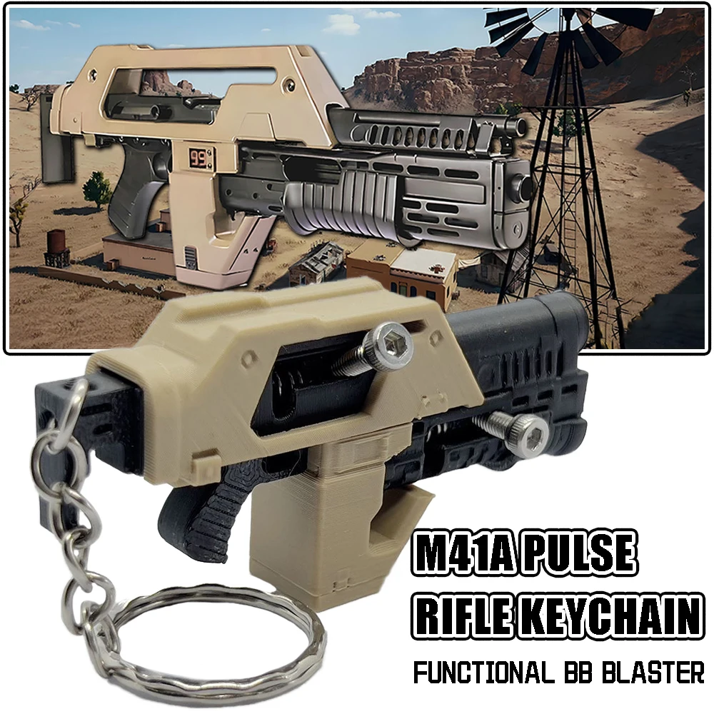 LLavero de Rifle de pulso M41A, juguete funcional BB Blaster, Mini llavero de juguete con pistola BB, llavero impreso en 3D, juguetes de descompresión, regalo para niños - imagen 2