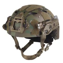 Casco táctico modular con riel Picatinny y doble linterna LED