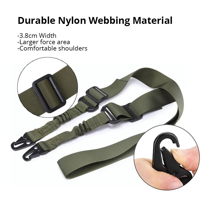 Cinturón táctico de nailon para Rifle, correa de hombro elástica de dos puntos, resistente, para caza al aire libre, accesorios deportivos - imagen 2