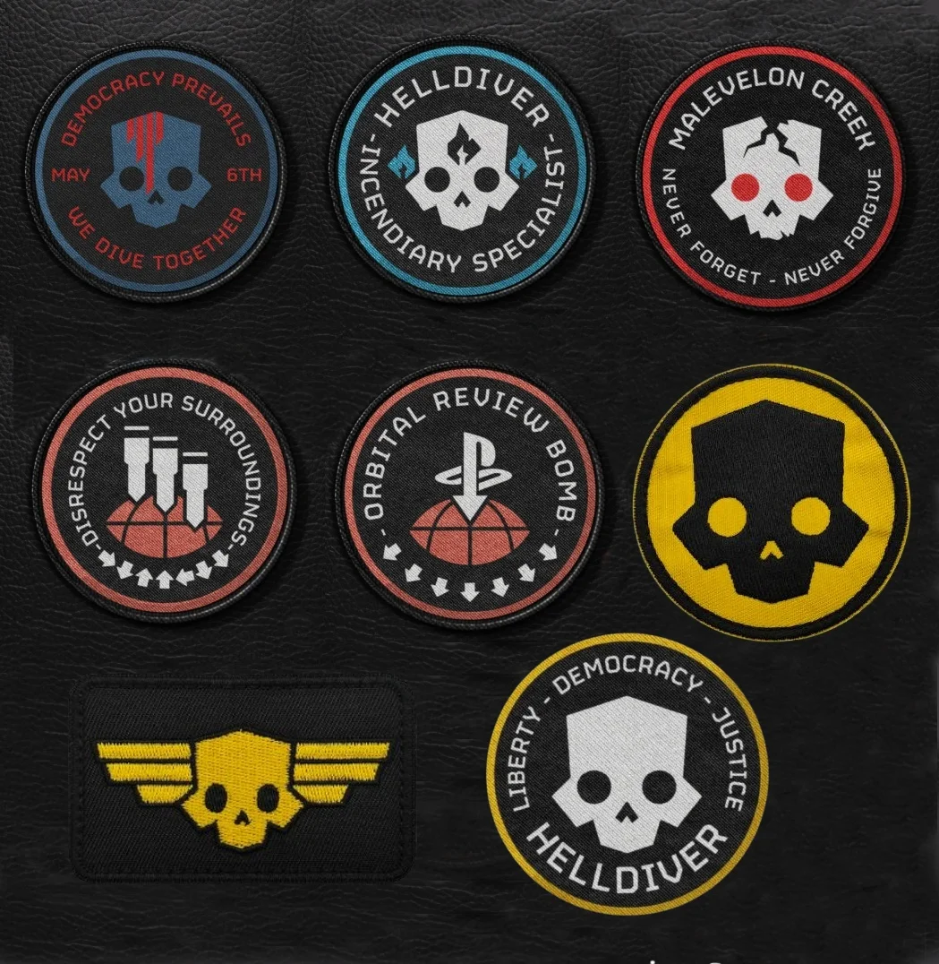 Parches con estampado Hell Diver, parche bordado de calavera para ropa, gancho y bucle, insignias militares tácticas para mochila, pegatinas