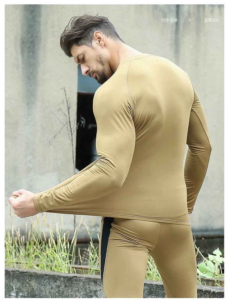 Conjunto de ropa interior térmica para hombre, Camisa larga elástica antimicrobiana, traje de camuflaje, Calzoncillos largos cálidos para Fitness, Invierno - imagen 3