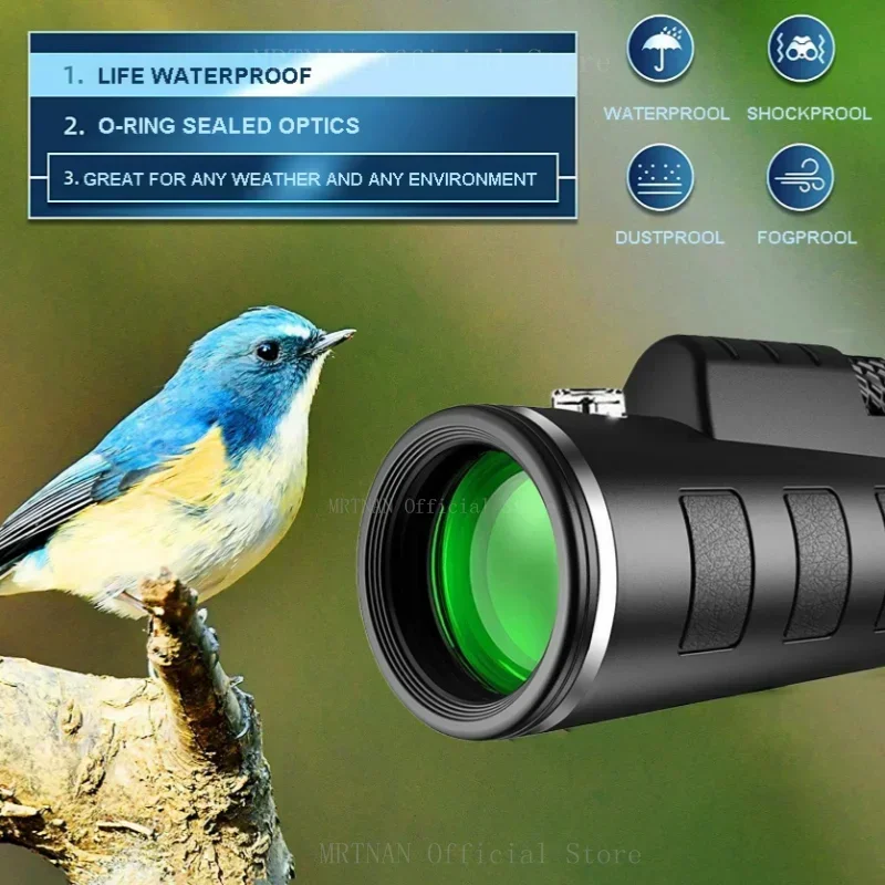 Binoculares potentes HD con Zoom militar, telescopio profesional portátil de largo alcance, Monocular de baja visión nocturna para caza, 40x60 - imagen 5