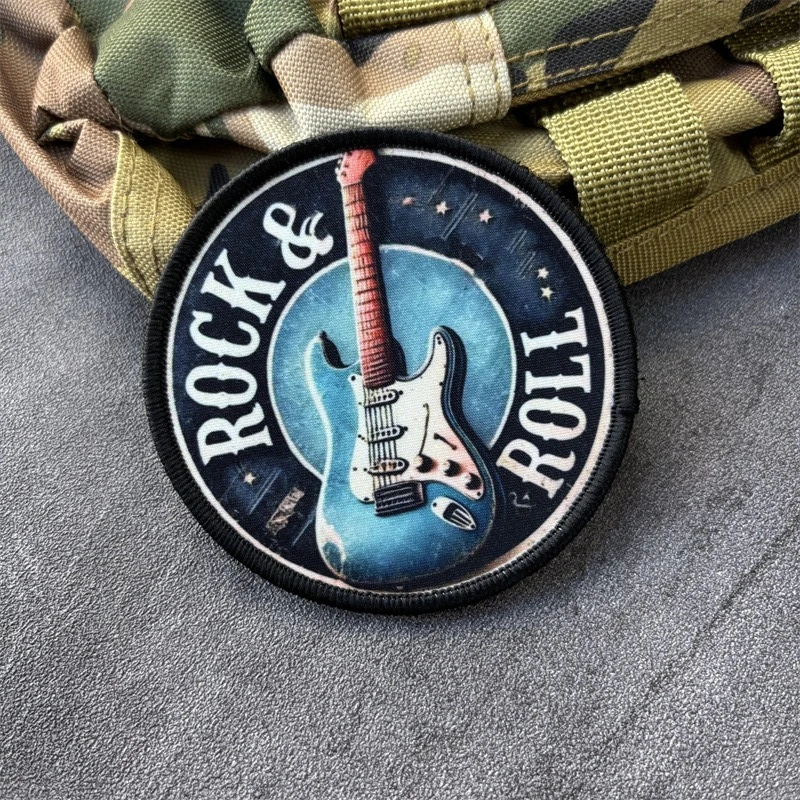 Parche impreso para instrumentos de guitarra, insignias de moral táctica para ropa, parches militares con gancho, pegatinas para mochila - imagen 2