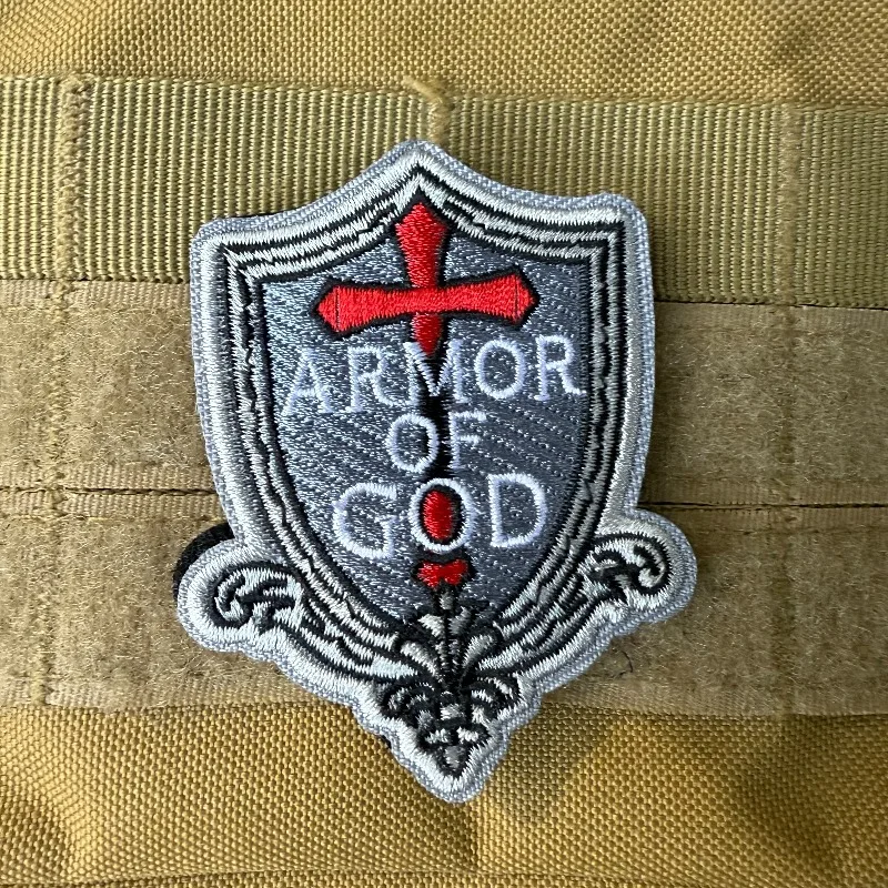 Parche bordado Armor of God Cross Shield, accesorios DIY para mochilas, chalecos militares, parche táctico con gancho y bucle para ropa - imagen 3