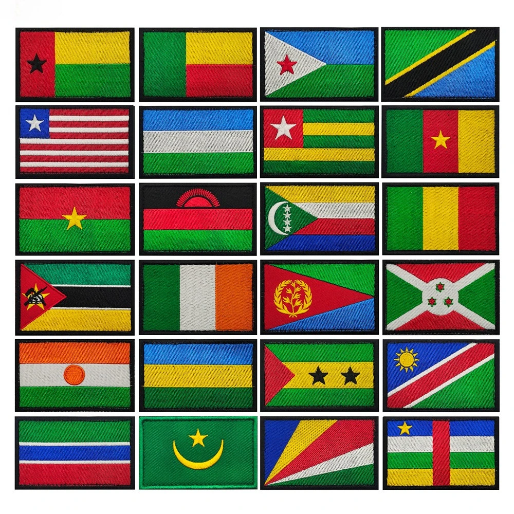 Djibouti Tanzania Sierra Leone Guinea Bissau Benin Gambia bandera de países africanos pegatina mágica bordada parches bordados - imagen 2