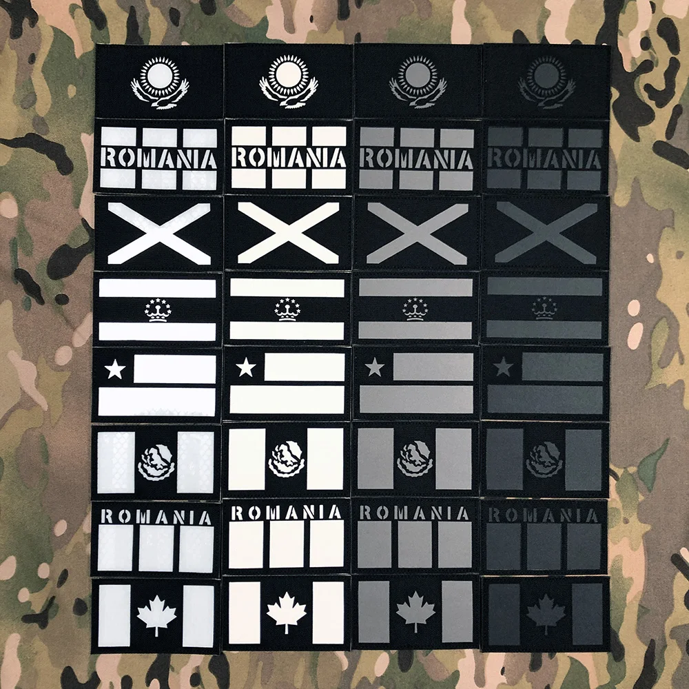 Parche de bandera de corte láser negro IR IFF Reflection Luminous, parche de bandera de México, Texas, Rumanía, Canadá, Escocia, Chile, Kazakhstan - imagen 3